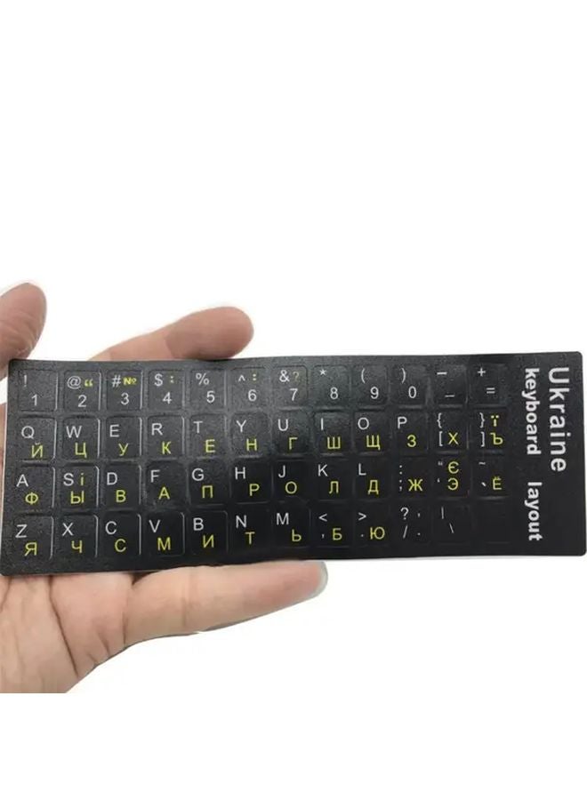 YL Model Ukrainian Cyrillic Keyboard Stickers Black Background White Letters Durable PVC Matte Reusable - Image 4